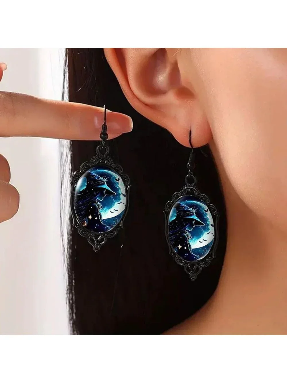 Women’s Witch Jewelry Set Blue Halloween Victorian Punk Gothic Necklace Earring